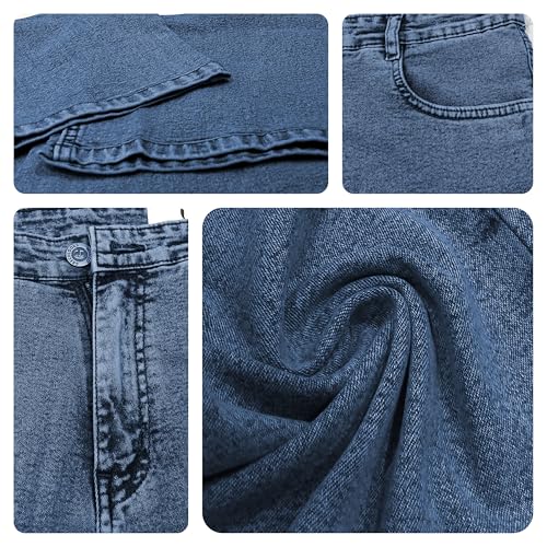 Image of GRECIILOOKS High Waist Jeans for Women - Wide Leg Straight Fit Denim | Baggy Cargo Style Casual Pants for Girls & Daily College Wear