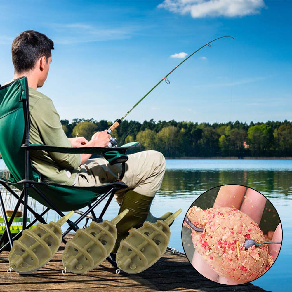 10pcs Accesorios de Cebadores de Pesca Carpa Alimentador de Metodo de Pesca con Molde de Liberación Rápida Juego de 15/20/25/30/35/40/50/60 g