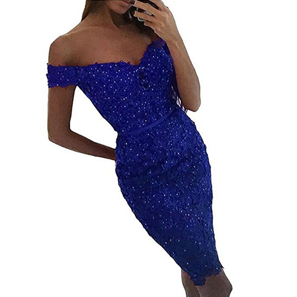 Women's Lace Bridesmaid Dresses 2017 Off Shoulder Evening Gowns Cocktail Dresses