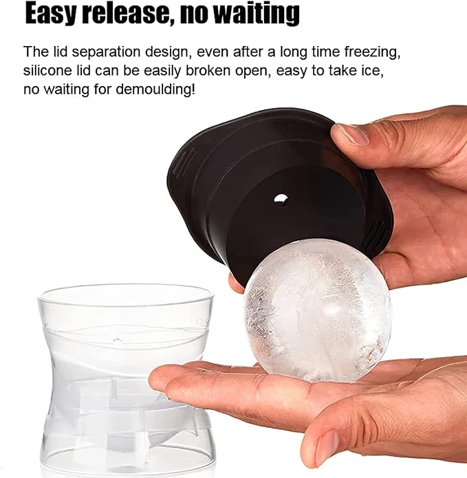 Molde de silicona para cubos de hielo grandes de 6 cm, 2 piezas miniatura 5