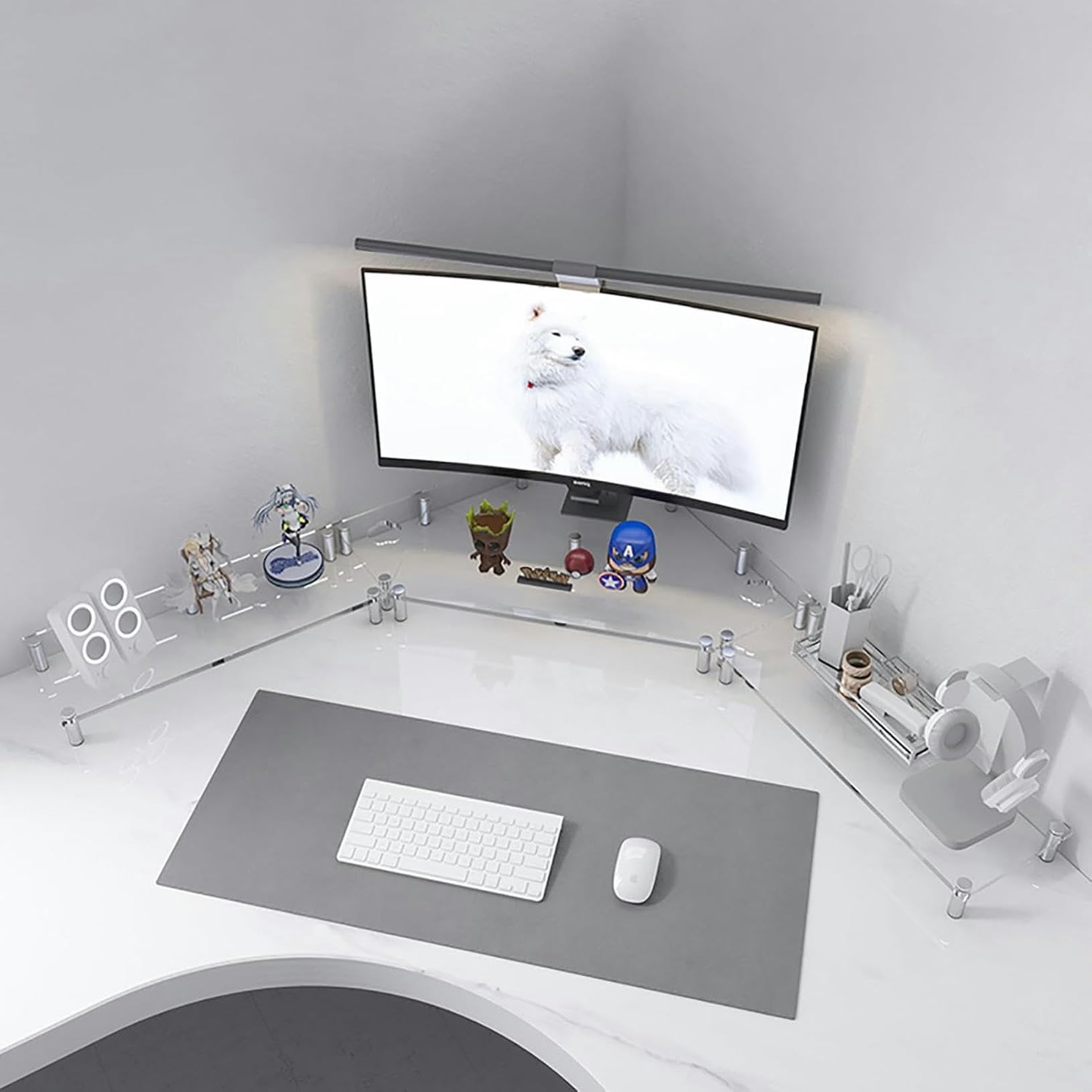 Moniteur d'angle support d'écran en acrylique transparent pour bureau
