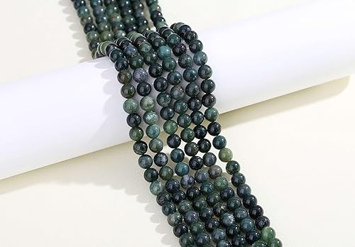 Miniatura 3 de LAIDANLA Cuentas de piedra natural de ágata musgo verde de 0.315 pulgadas (0.315 in), cuentas redondas sueltas de piedra preciosa para bricolaje,