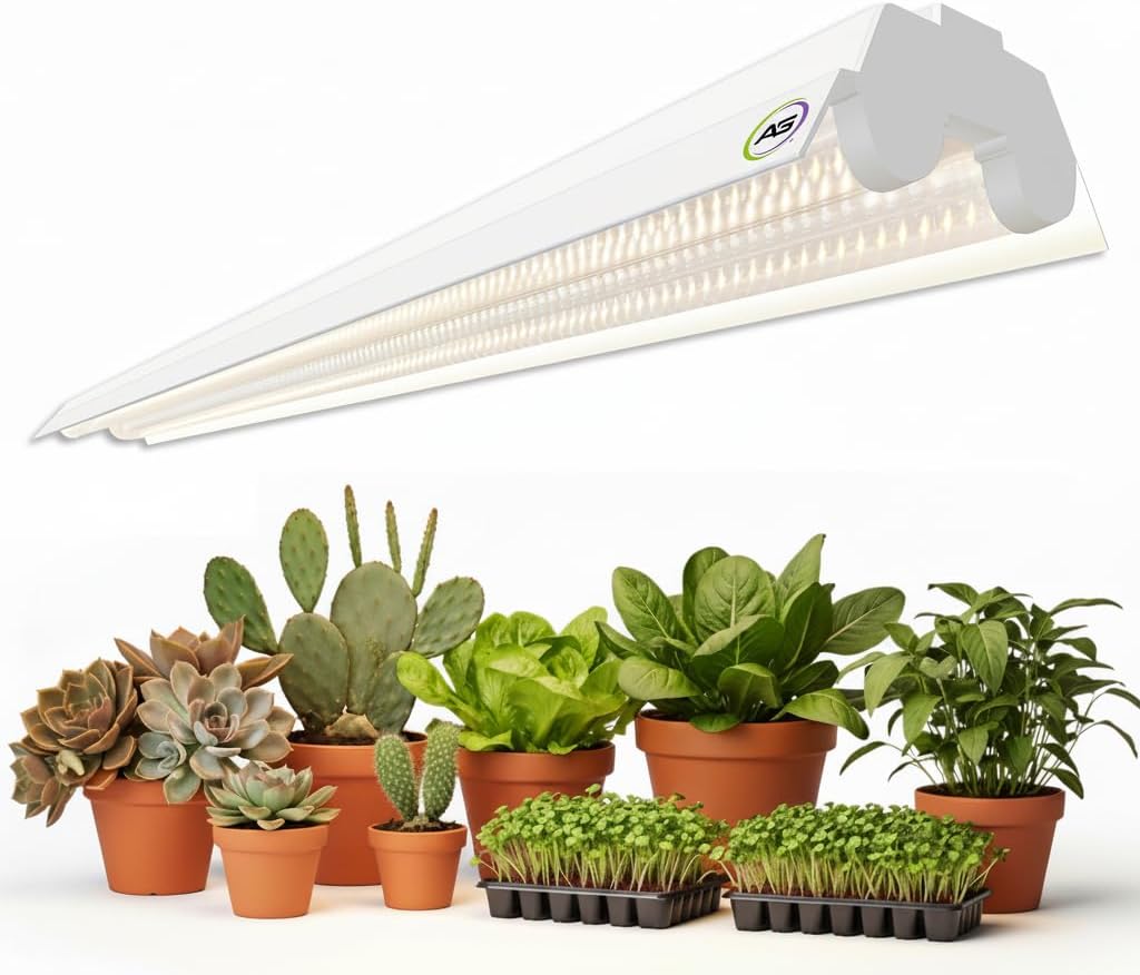 Active Grow Integrated Dual T8 4FT LED Grow Light - T8 Grow Lights for Indoor Plants, Propagation, Leafy Greens & Microgreens - 38W - Sun White Full Spectrum High CRI 95 - Linkable - 120-277V