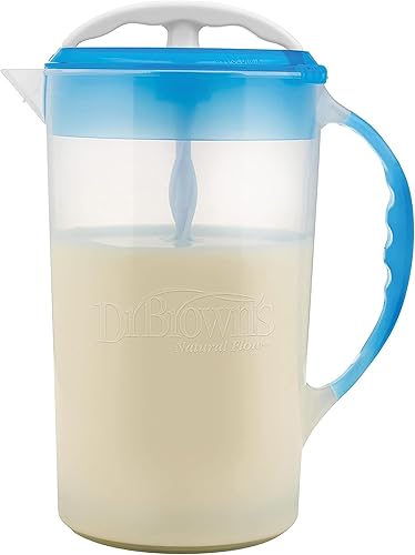 Miniatura 10 de Jarra mezcladora de fórmula para bebés de Dr. Brown's con tapón ajustable, tapa con cierre y boquilla antigoteo, gris, libre de BPA, 36 oz