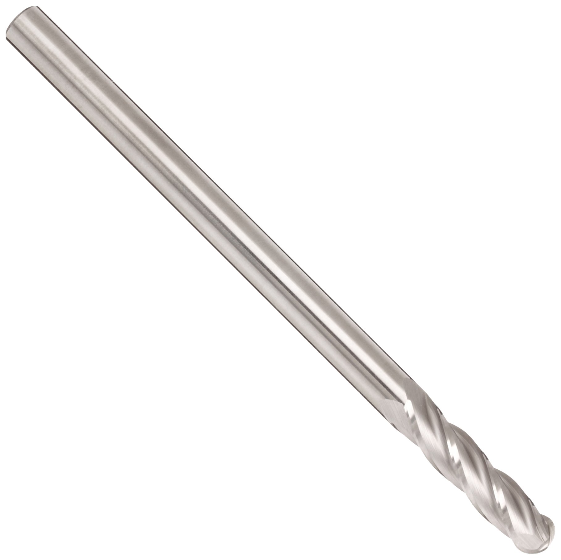 Melin Tool CCMG-LB Carbide Ball Nose End Mill, Uncoated (Bright) Finish, 30 Deg Helix, 4 Flutes, 3