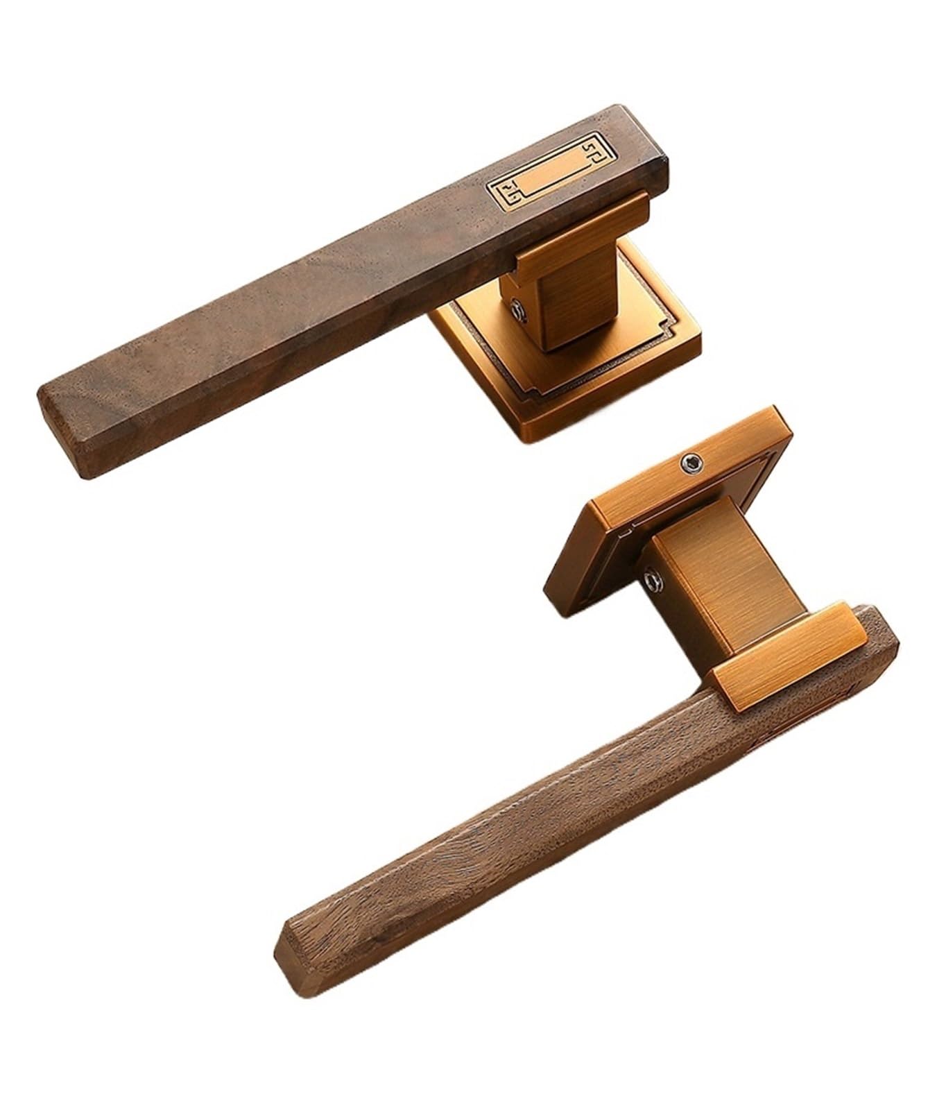 Indoor Door Lock Magnetic/Silent Split Walnut Wood Handle 1Pcs(Yellow Magnetism)