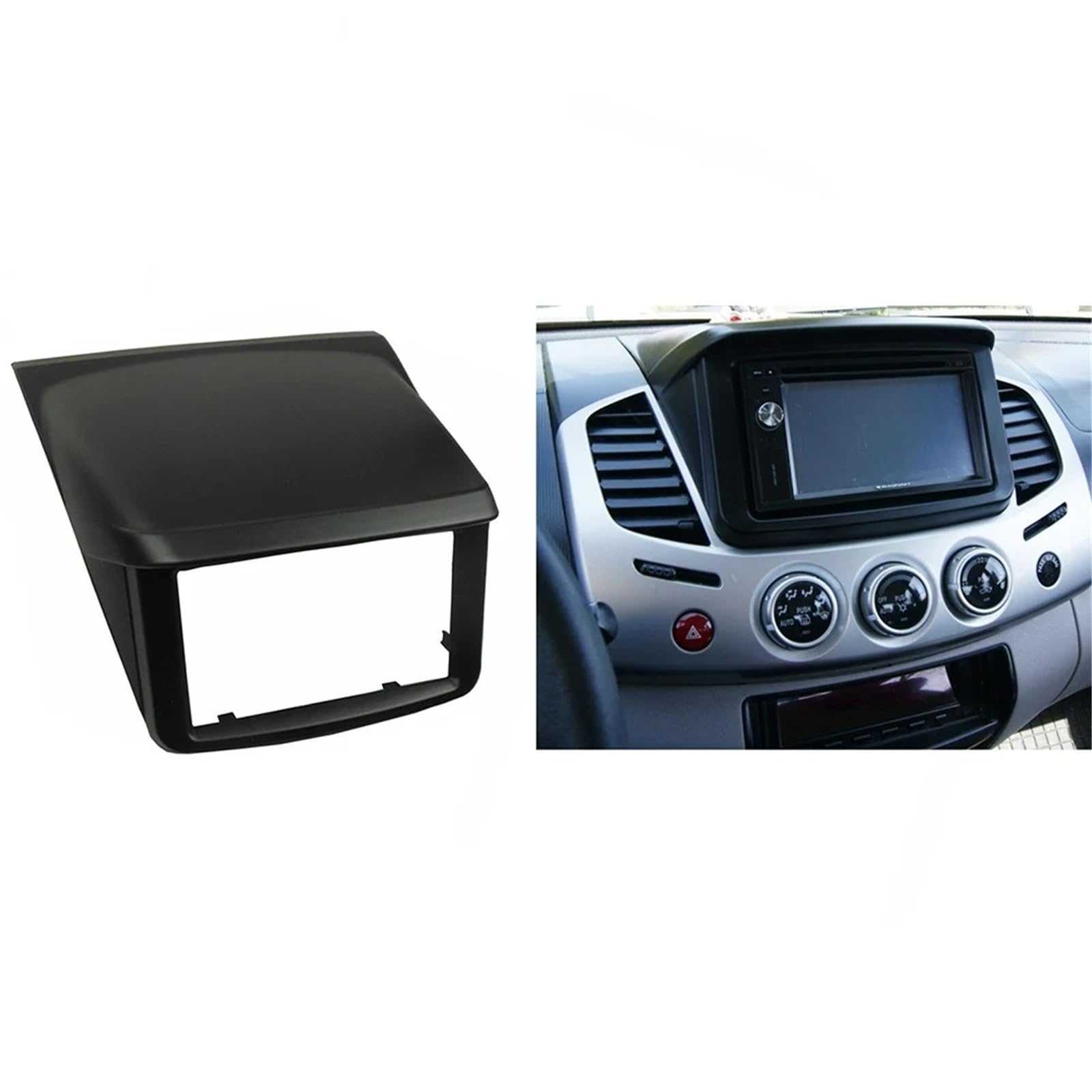 Fascia Marco Radio Coche Panel Estéreo Y DVD Radio Fascia DIN Simple/Doble, Kit Ajuste Instalación Montaje Tablero para Mitsubishi, para Pajero Sport, para Triton L200