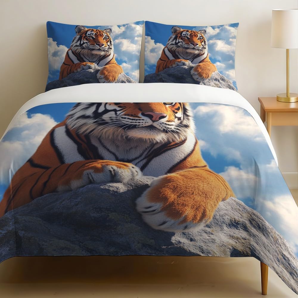 Parure de lit tigre orange pour transformer l'ambiance de la chambre des adultes et des enfants