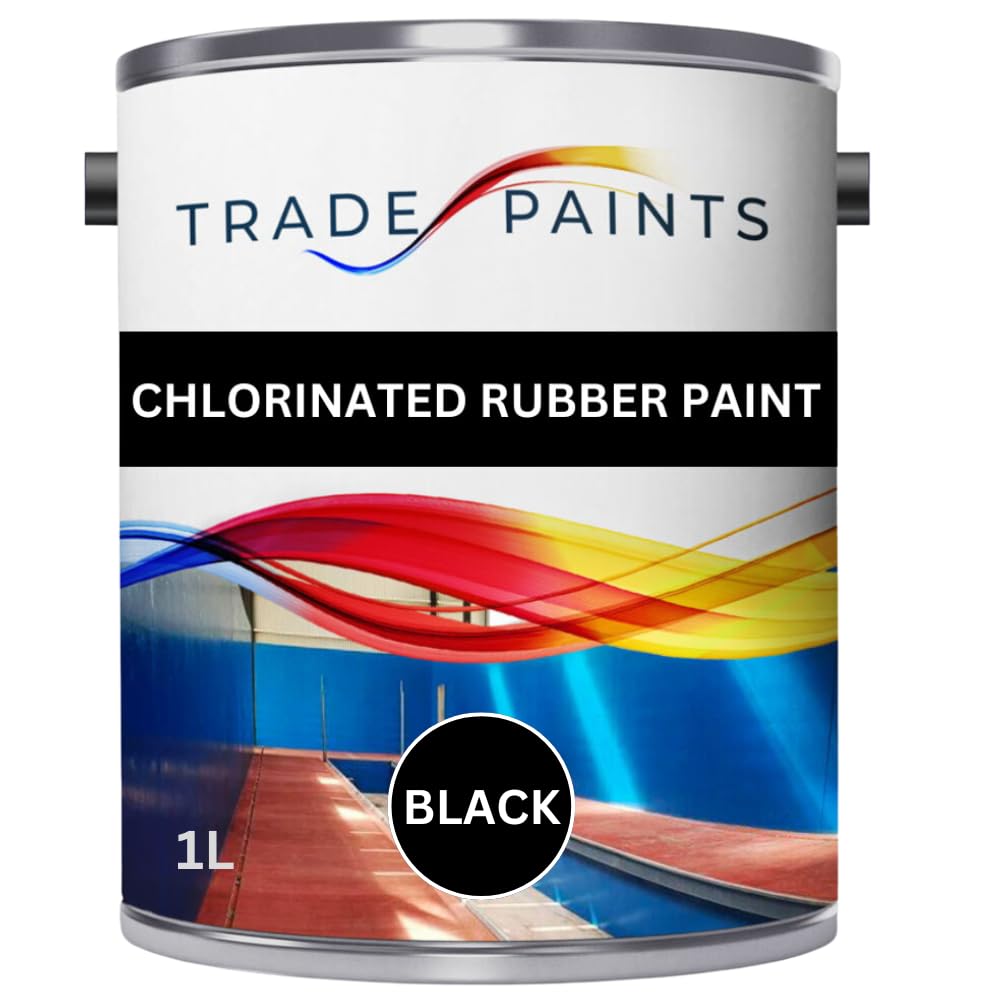 Trade Paints Black Chlorinated Rubber Paint For Concrete Stone Brick - Excellent Durable Waterproofing & Chemical Resistant (, 1 Litre)