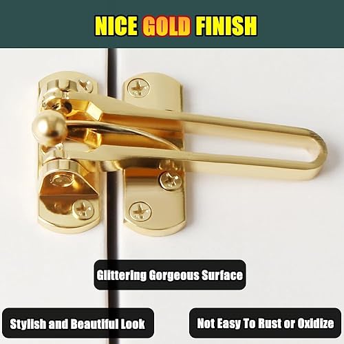 Miniatura 3 de Alise Protector de puerta de barra oscilante, cerradura de pestillo para puertas delanteras e interiores, cierre de puerta de bisagra antirrobo,