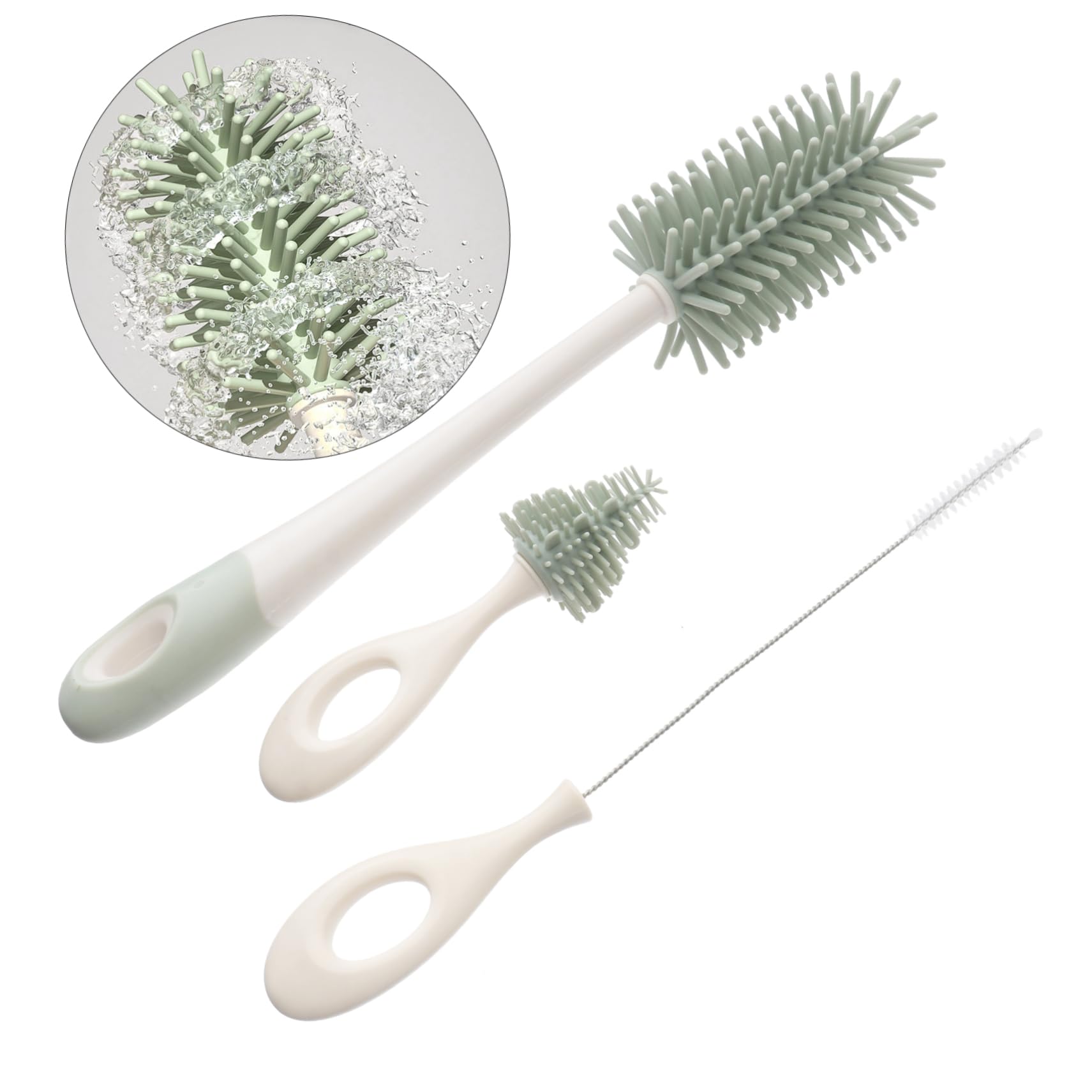 2 Piezas Juego De Cepillos De Limpieza Cepillo para Limpiar Gafas para Limpiar Botellas De Leche para Fregar Biberones para Biberón Abdominales Light Green