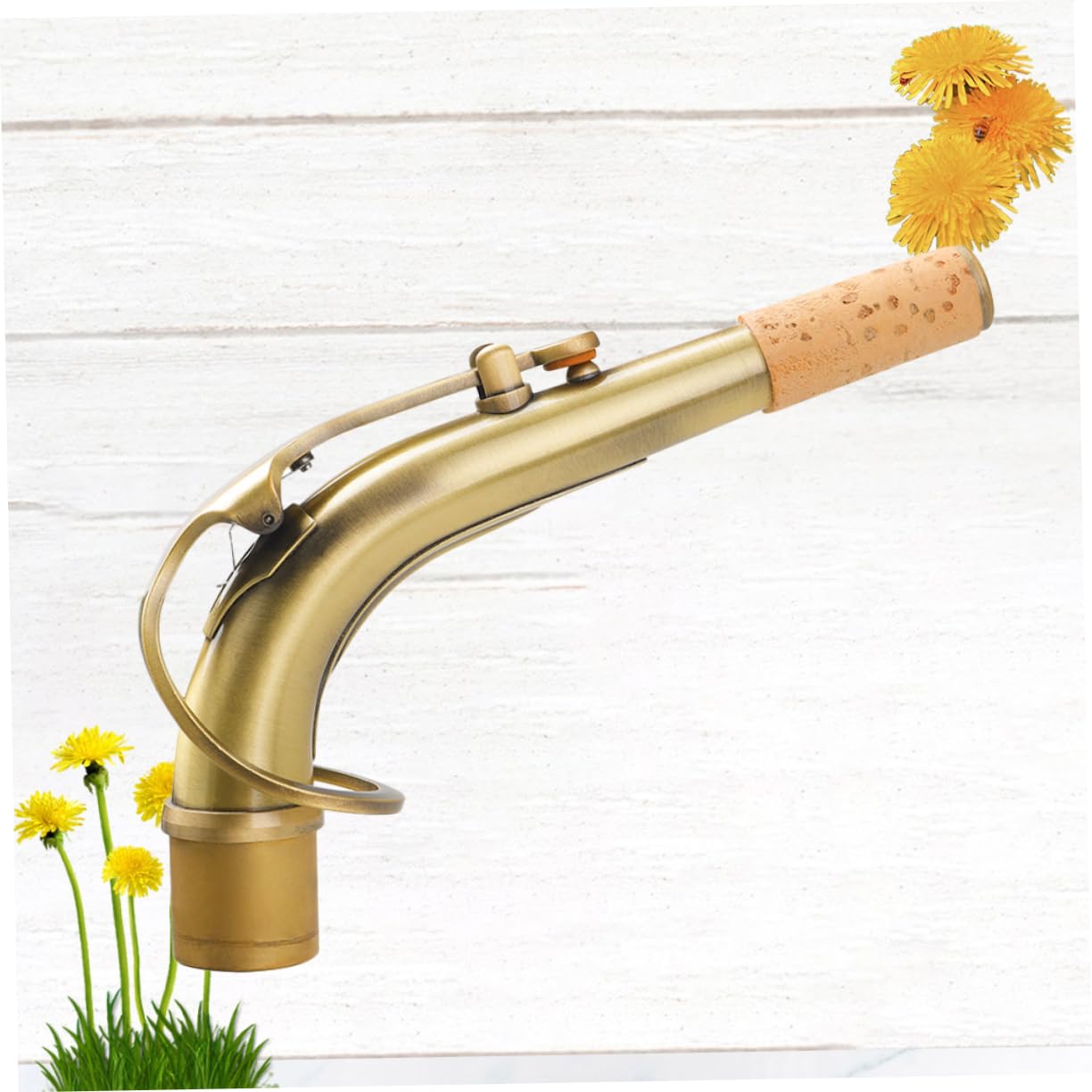 Collo di Sax Contralto in Ottone 24, 5mm Finitura Oro Antica | Giunzione Curva per Strumento, Trattamento Laccato, Aspetto Raffinato, e Insonorizzato