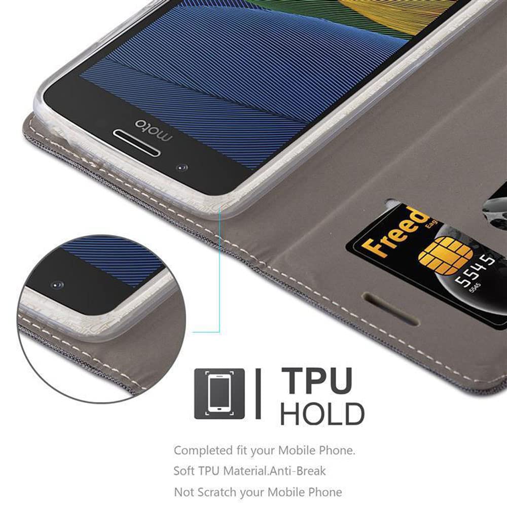 Cadorabo Custodia Libro Portafoglio Per Motorola Moto G5 Plus, Grigio E Nero, Con Vani Carte E Chiusura Magnetica