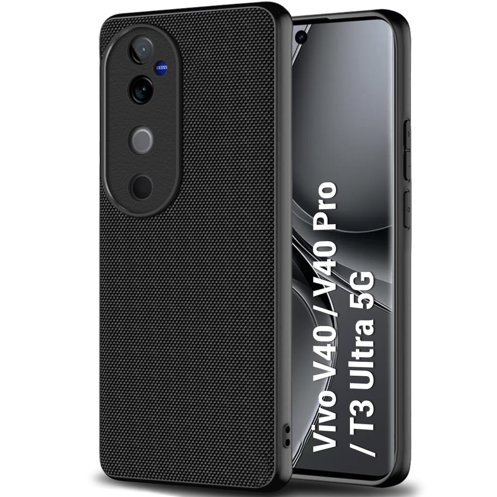 TheGiftKart Back Cover Case for Vivo V40 / V40 Pro / T3 Ultra 5G | Slim & Lightweight | Ultra-Premium Design | Camera Protection Bump | Fabric Texture Cover Case (PC & TPU, Black) (B0DCB7JVGL) Amazon Price History, Amazon Price Tracker