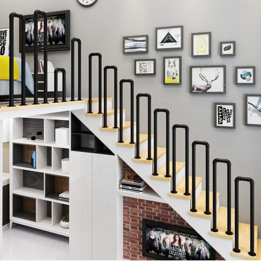 U-Shaped Matt Black Non-Slip Wrought Iron Staircase Handrails, Indoor and Outdoor Safety Support Rods in The Attic Corridors of The Elderly and Children (Size : 1.3ft)