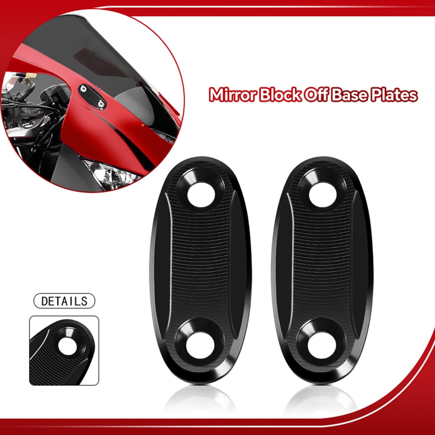 MFGZD Mirror Block Off Base Plates,2 PCS CNC Aluminum Motorcycle Mirror Block Off Plates Compatible With Honda CBR1000RR CBR 1000RR 2004-2007 / CBR600RR 2004-2016 / ZX-6R 2005-2008 / ZX-10R 2004-2007