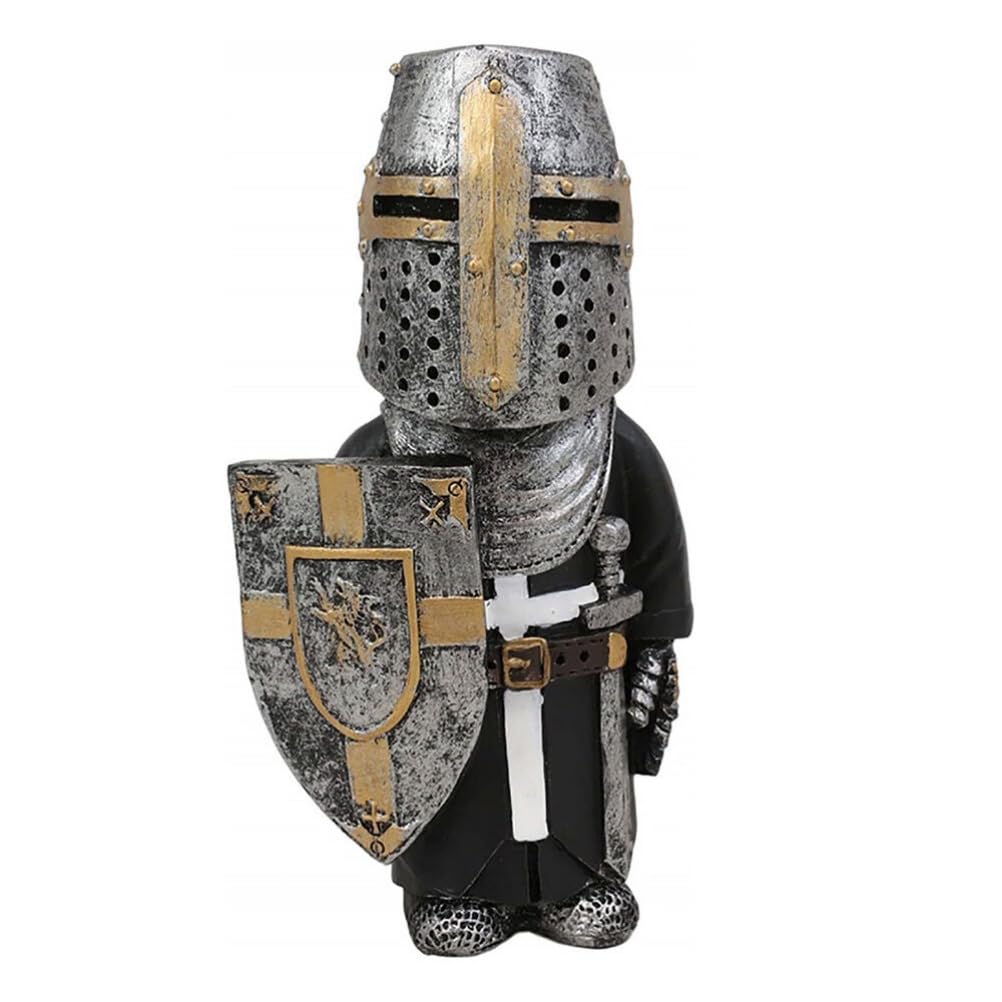 Anso Black Retro Crusader Armor Knight Gnomes Guard Statues Yard Decor Garden Lawn Ornament (Guard A)