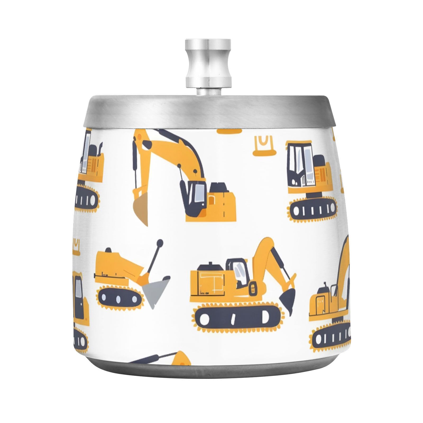 Cute Excavator Ashtray with Lid, Outdoor Ashtrays for Patio, Stainless Steel Ashtray Odorless Smokeless for Home Office Balcony