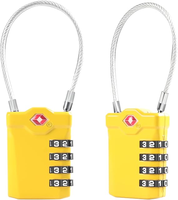 TSA zamki bagażowe [2 sztuki] [zmodernizowane] Diyife 4-cyfrowa kombinacja zamka bezpieczeństwa, zamek podróżny, z elastycznym kablem 14 cm, do walizki, bagażu, plecaka, gabinetu szkolnego lub na