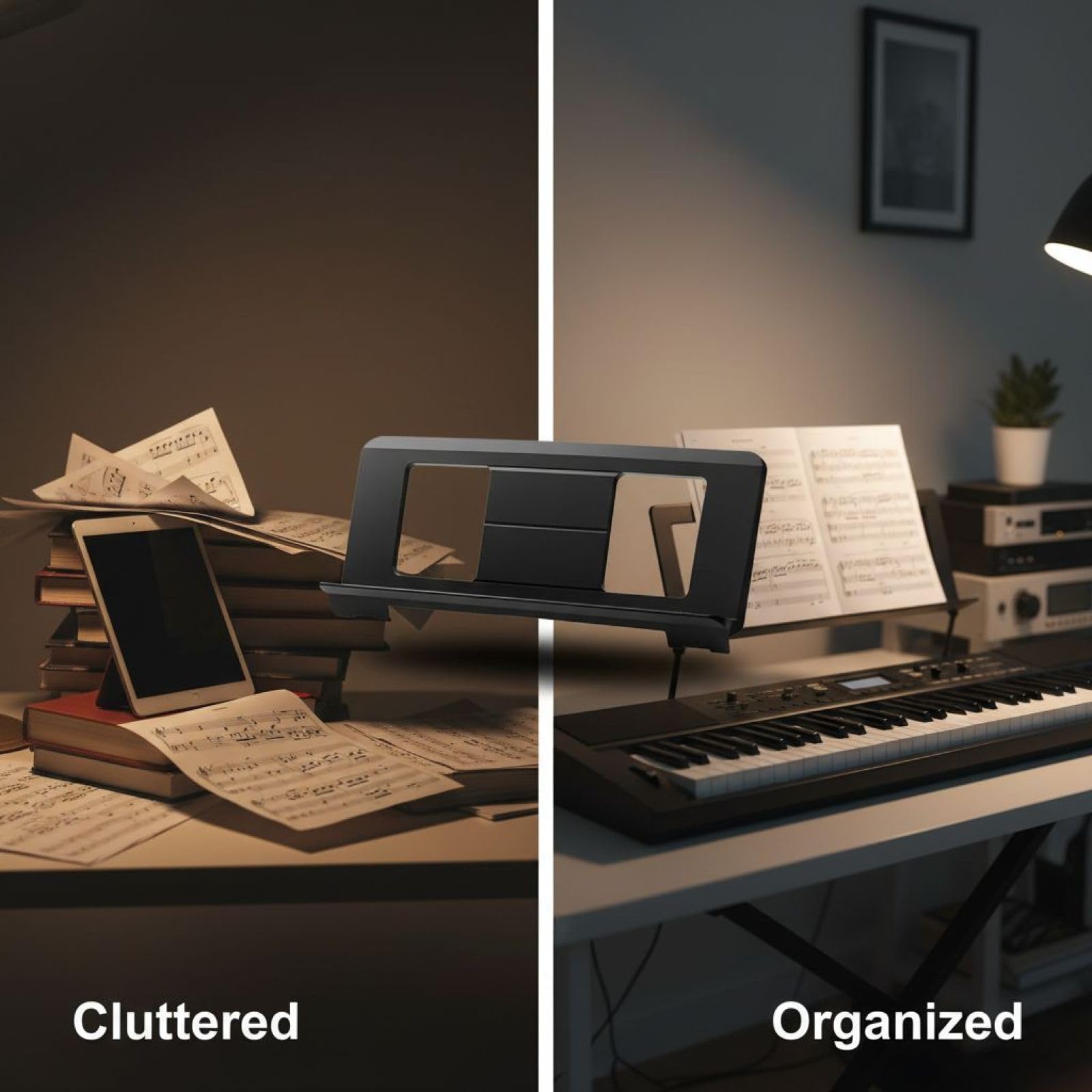 Musikständer für elektronische Keyboards, verdickter Notenständer und Musikbuchhalter, passend für viele elektronische Keyboards und Klaviere auf dem Markt, aus ABS Kunststoff, 49,5 x 21 cm