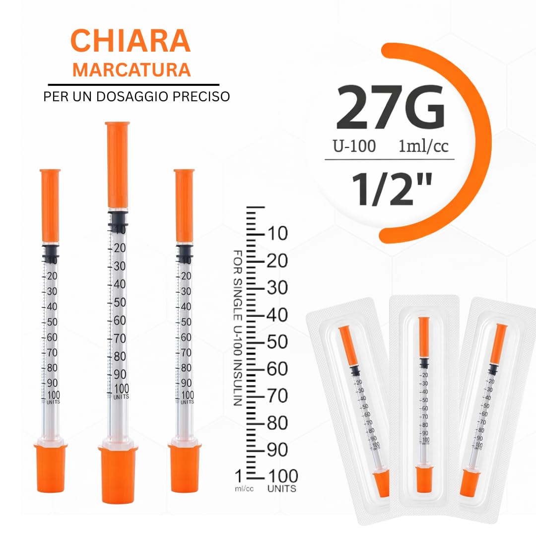 50 pezzi 1 ml tubo di plastica 27 G x 1/2" (0,4 x 12,7 mm) strumenti di misura multiuso, confezionati singolarmente