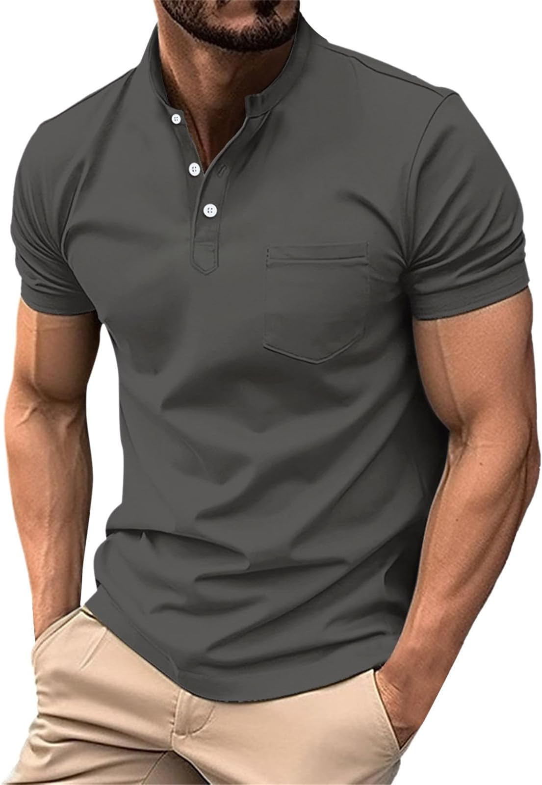 Polo Shirt for Men 2024 Summer Casual Short Sleeved Buttons Lapel Solid Color Short Sleeved T Shirt T Shirts for Man