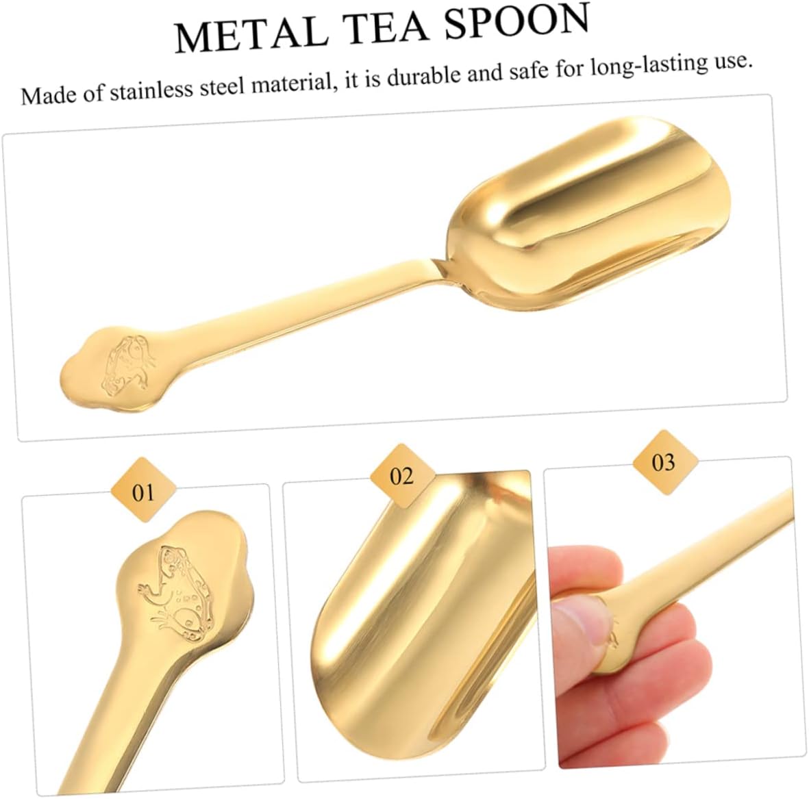 PRETYZOOM 2Pcs Golden Stainless Steel Tea Scoops Portable Multi Function Tea Spoons for Loose Leaf Tea Scented Tea Beans for Home Tea Houses