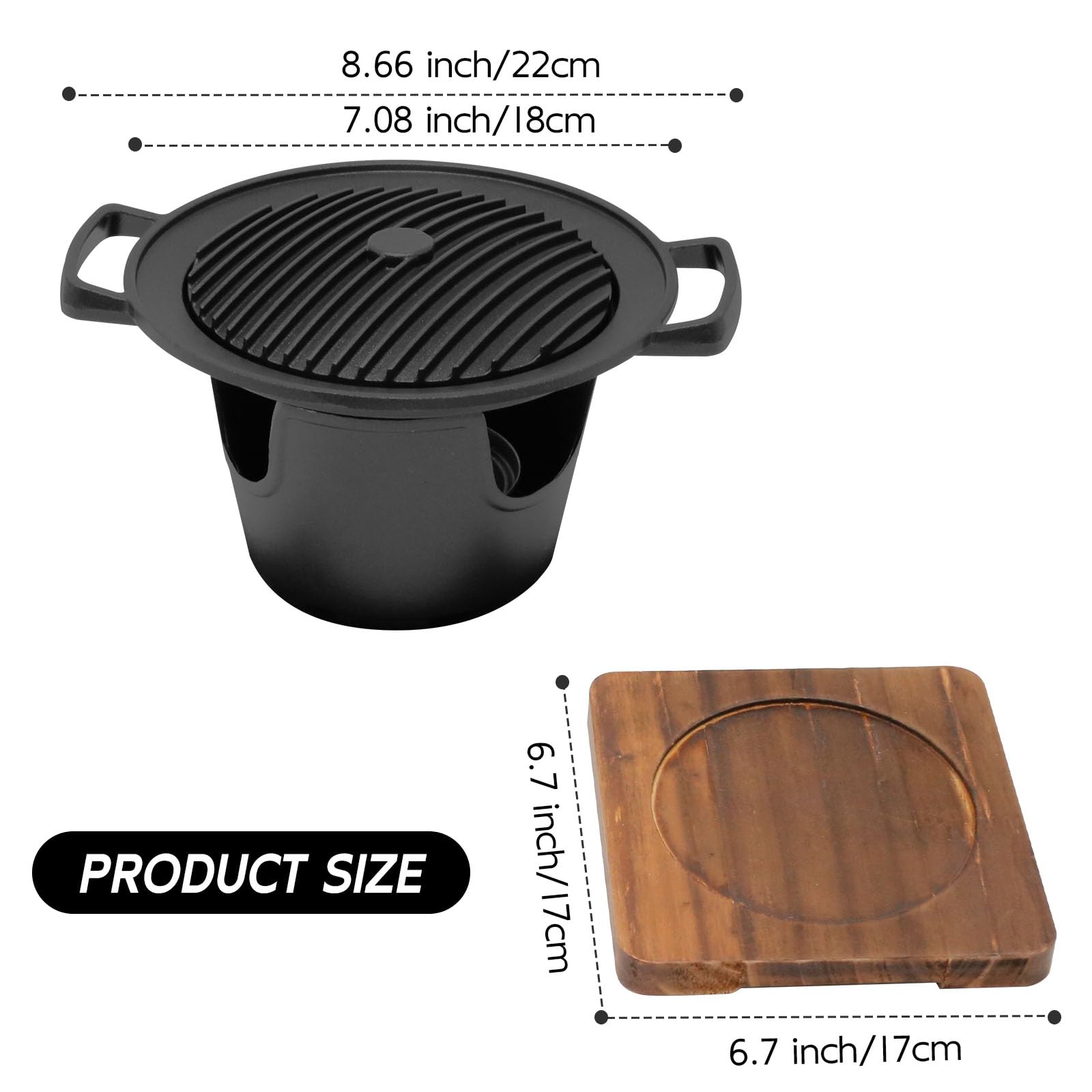 Saihisday 9 "Singola Persona Grill Japanese Hibachi Grill, Tavolo Portatile Grill, Coreano BBQ Charcoal Grill, Heavy Duty Cast Aluminium Grill Platter