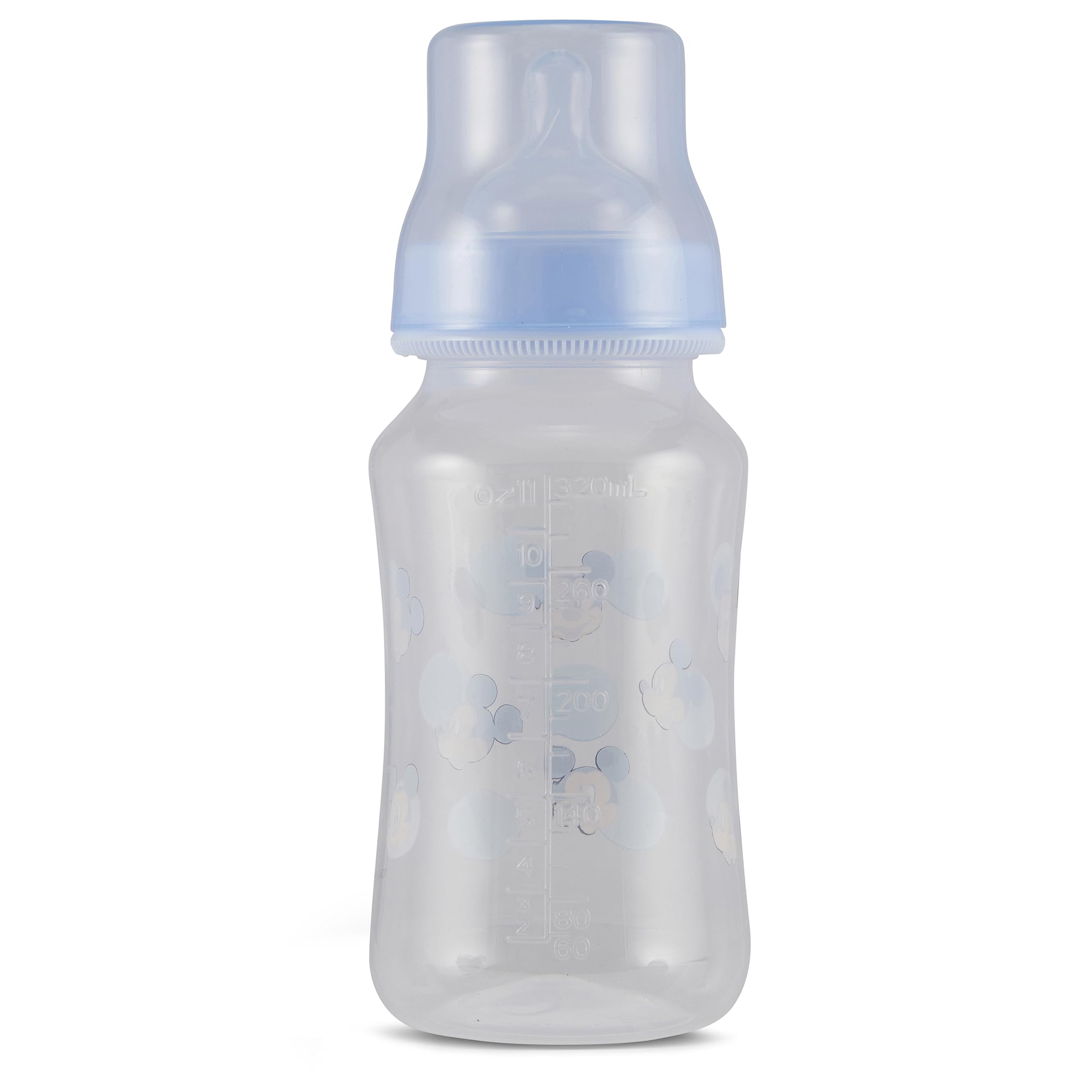 Disney Mickey Mouse Babyflaschen, 325 ml, für Jungen und Mädchen, 2 Stück, Sanduhr-förmige Flaschen für Neugeborene und alle Babys, BPA-freie Kunststoffflaschen für Babypartys