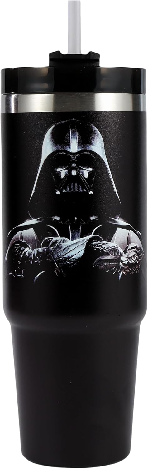 Black Tumbler with Lid And Straw For Man, Unique Design Vacuum Insulated Travel Mug,Stainless Steel, Dishwasher Safe, Cup Holder Friendly Coffee Mugs for Man,Fits in Car Cup Holder - 30 Oz