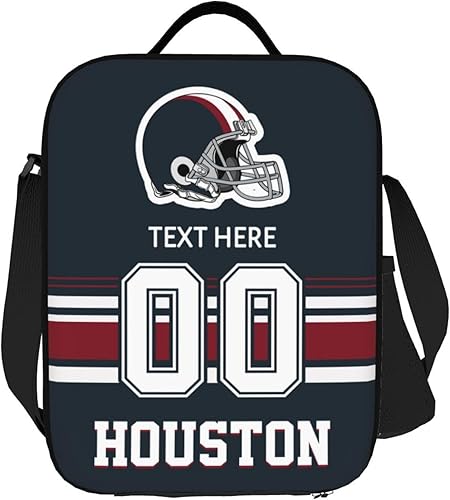 Vista 64 de Bolsa de almuerzo personalizada de Nueva Inglaterra, regalos para hombres, mujeres, fanáticos, con nombre y número personalizados, correas de hombro