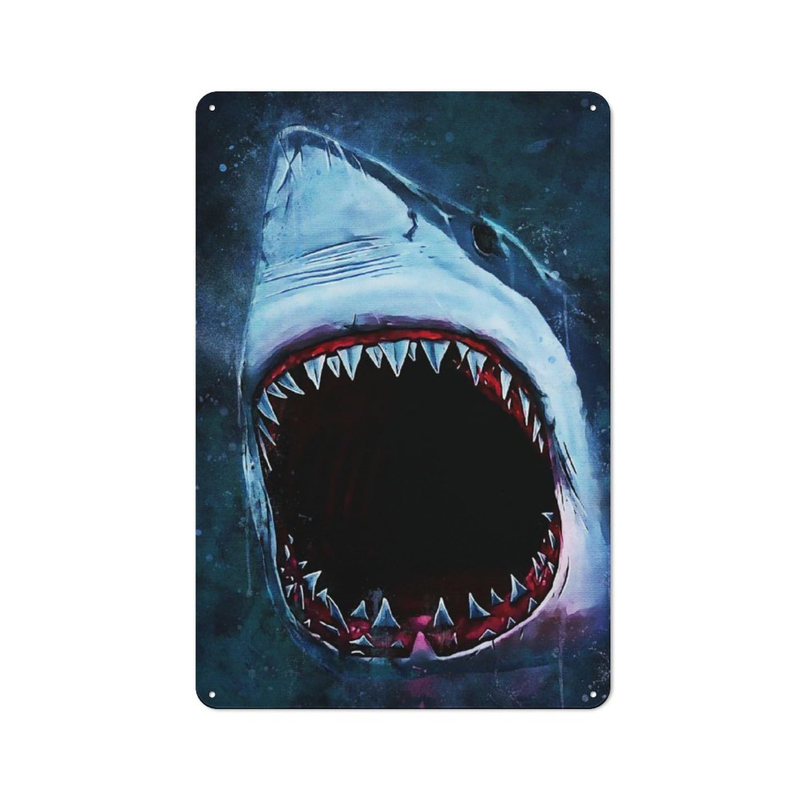 Splatter Shark Garage Metal Sign 30x20cm, Weathered Look Shed Wall Plaque for Garage, Workshop, Shed Or Utility Room