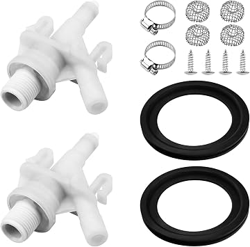 2 Pack 385311641 RV Toilet Water Valve Kit, Fit for Dometic and Sealand 300, 301,310,311,320,321 RV Toilet, Camper Toilet Valve Replacement Kit with 2 Toilet Flush Ball Seal