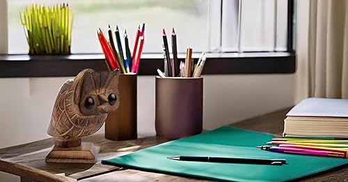 Miniatura 6 de The Great Indian Bazaar Estuche de madera hecho a mano para gafas de lectura y lápices, soporte de exhibición para lápices, accesorios de escritorio