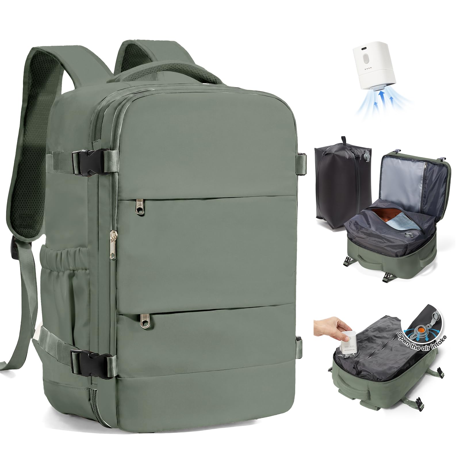 SZLX Zaino Ryanair 40x30x20 Sottovuoto con pompa Zaino da Viaggio 40x30x20 Ryanair Wizzair Bagaglio a Mano 40x20x25 Donna da impermeabile Zaino Casual Laptop da 14 Pollici con Scomparto per Scarpe