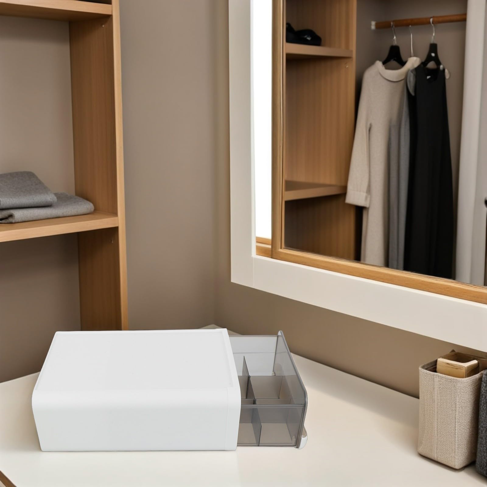 Organizer per Cassetti per Calzini e Biancheria Intima da Donna Scatola Divisoria 15 Scomparti in Plastica Robusta Organizer per Armadio e Cassetti Conservazione Anti-Polvere