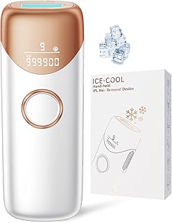 Dispositivo de depilación láser Ubroo IPL con enfriamiento de hielo de 41.0 °F, depilación láser sin dolor para mujeres y hombres, uso de cuerpo completo para piernas, bikini, axilas (dorado)