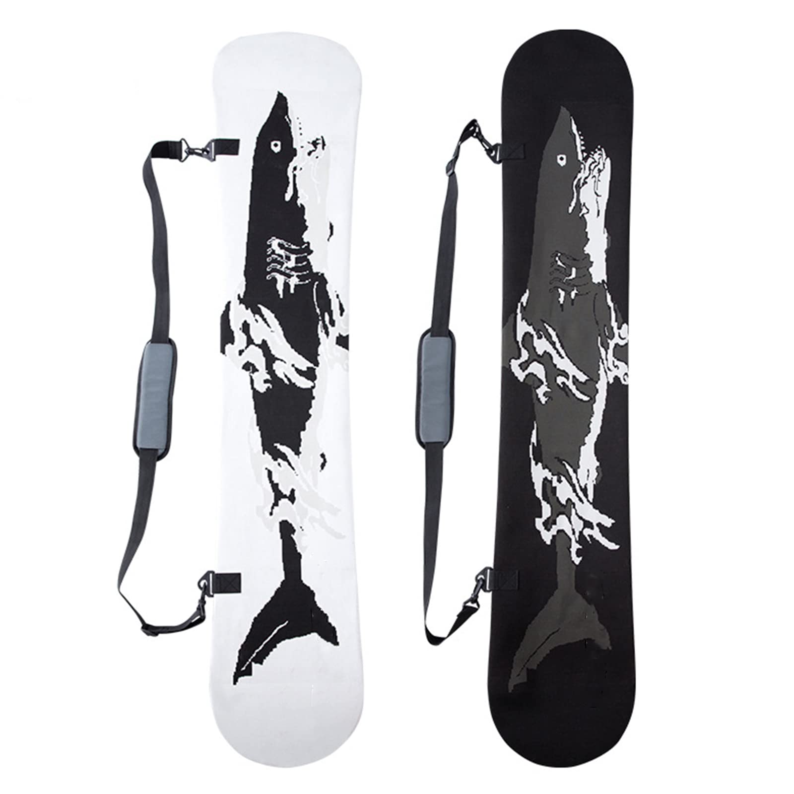 WEALTHY73 Portable Veneer Cover Snowboard Bag Elastic Knitted Wrapping Ski Backpack Ski Equipment Storage Wear-Resistant One-Piece Molding,Black,145CM