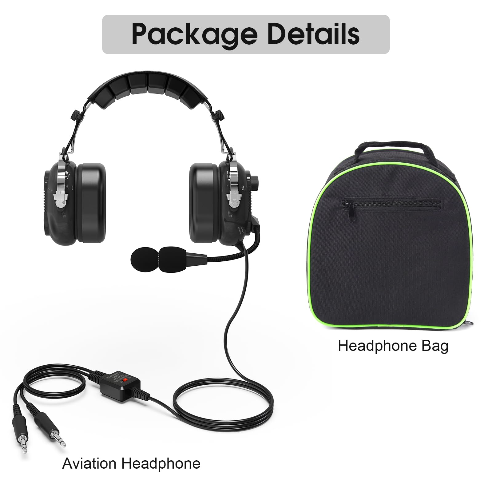 General Aviation Headset GA Dual Plugs Auriculares Piloto Pasiva Cancelación de Ruido con Micrófono Mono y Estéreo Reducción 24dB Boom Micrófono Protección Auditiva Gel Ear Seals Auriculares