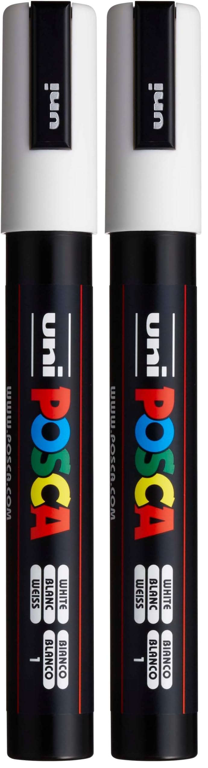 Uni-Ball 833424 - Marcador, 1.8-2.5 mm, color blanco (Paquete de 2)