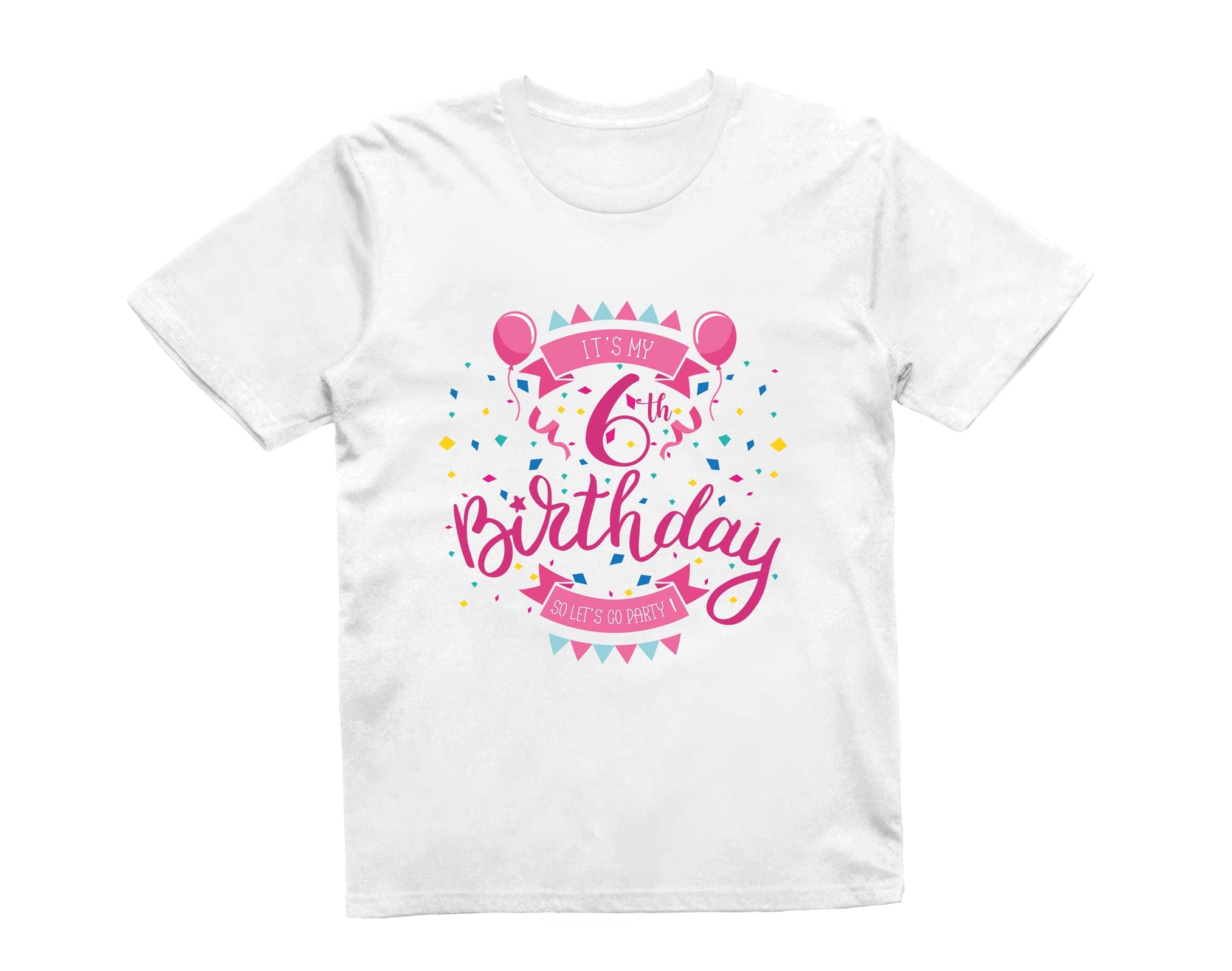 Reality Glitch Girls White It's My 6Th Birthday Kids T-Shirt (, 5-6 Years)