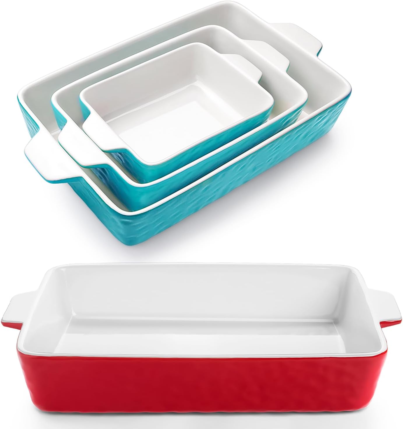 Baking Dishes, Casserole Dishes for Oven Lasagna Pan Deep Baking Pan - 1PCS of 9x13 and 3 PCS Baking Dishes