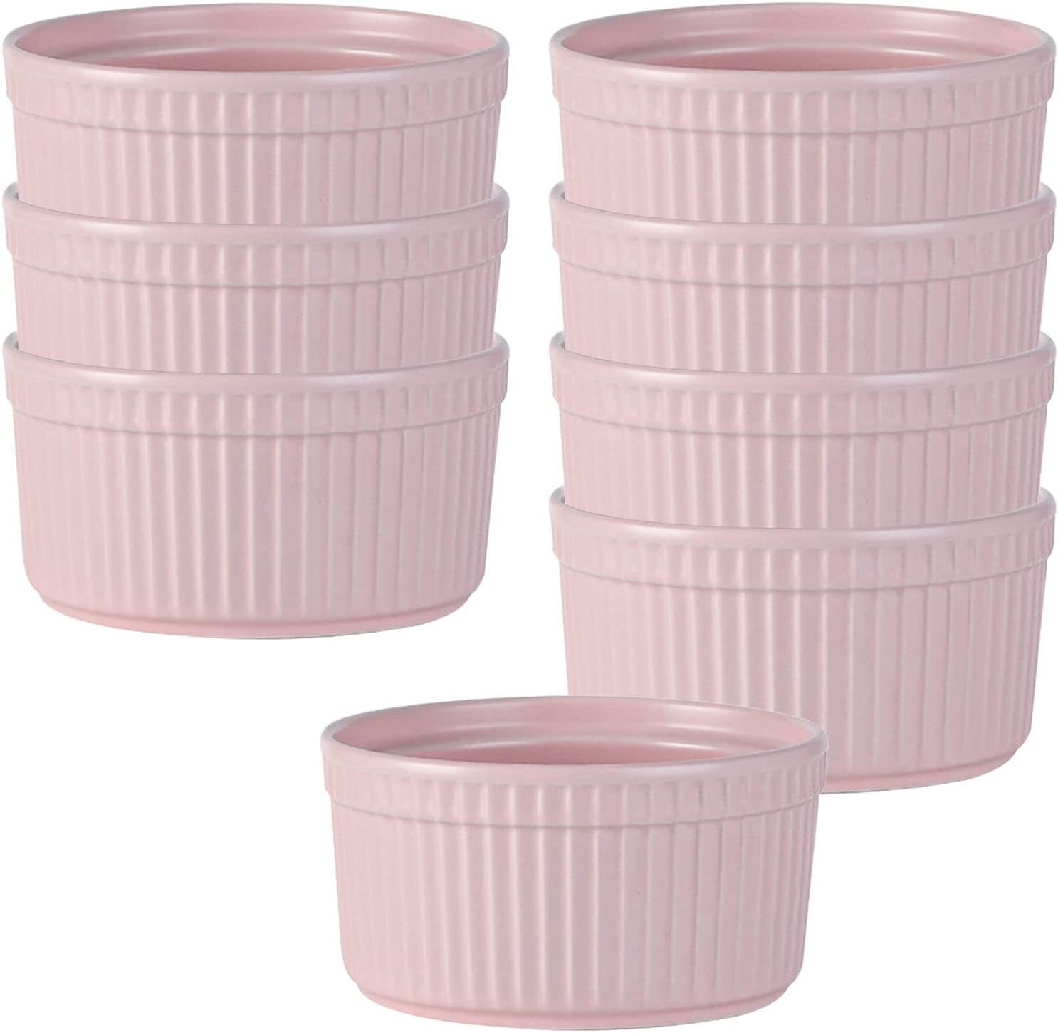 Bol à soupe, bol à riz, bol à déjeuner, ensemble de ramequins, 120 ml, ramequins à crème brûlée, plats à soufflé allant au four, ramequins à soufflé, ramequins for friteuse à air-rose-lot de 2 ( Color