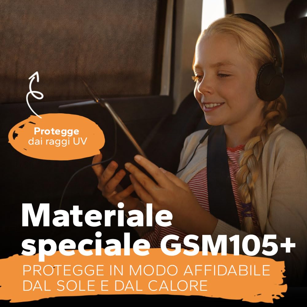 Tende Parasole Auto Bambini UPF+ Protezione Solare UV Universali Laterali Antizanzare