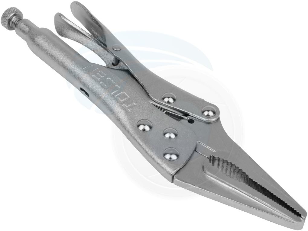 TOLSEN 9" Needle Nose Locking Vise Grips - Drop Forged Carbon Steel, Nickel Plated, Ridged Teeth, Adjustable Bolt, Durable Handle - Precision Clamp Pliers