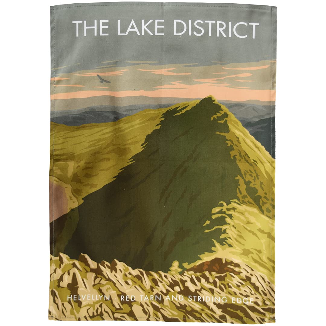 Town Towels Black Lake District - Helvellyn (Red Tarn And Striding Edge) Tea Towel