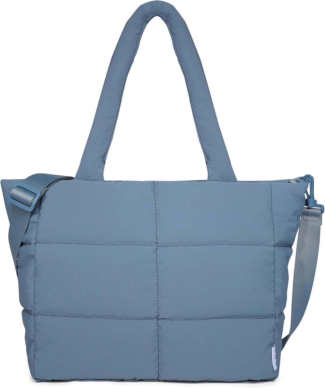 NOL Large Puffy Quilted Tote Bag for Women, Lightweight with Removable Strap & Zippered Compartments for Travel & Work