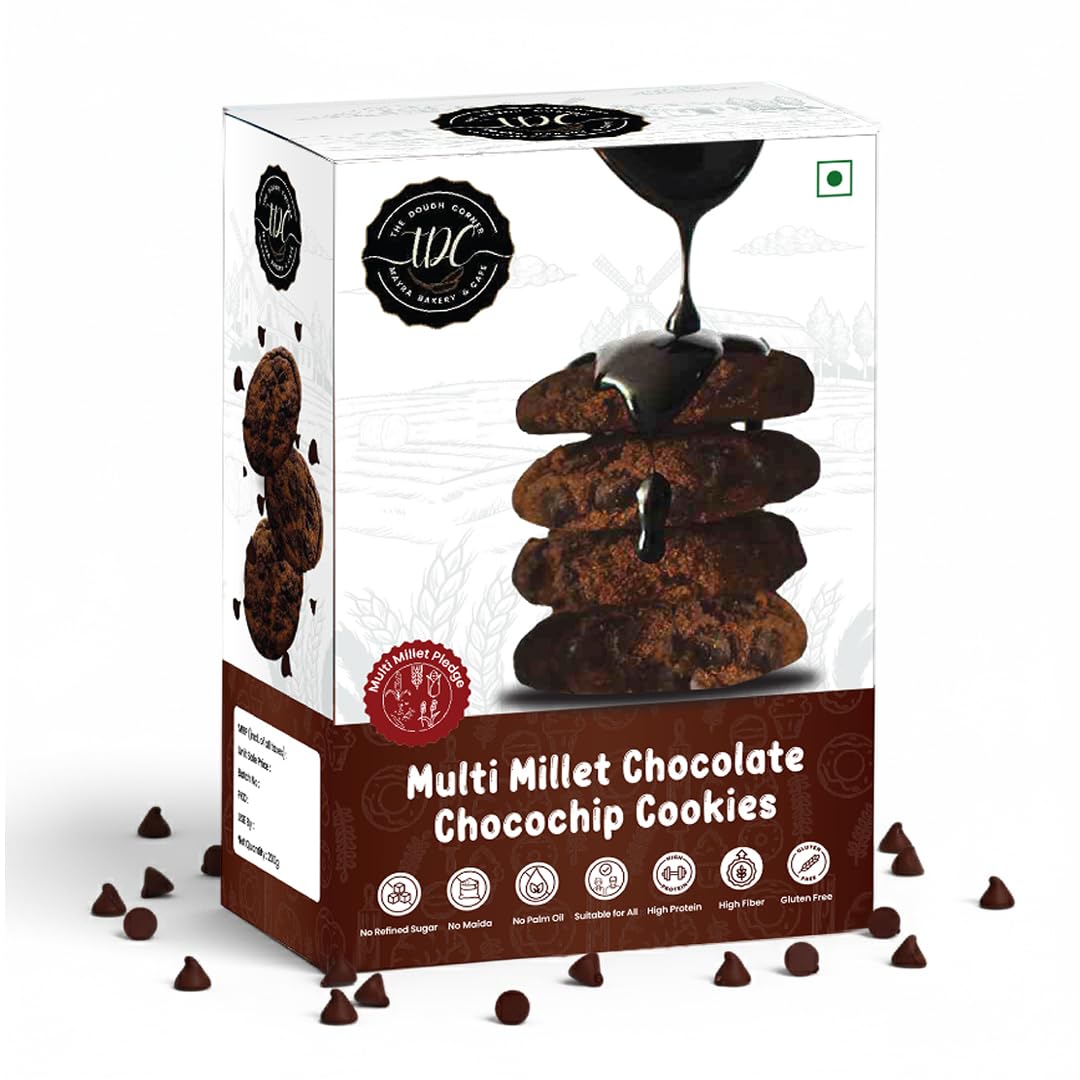Multi Millet Chocolate Chocochip Cookies I Gluten-Free I High Protein I Packed with Dietary Fiber I No Palm Oil, No Sugar, No Maida | Sweetened With Jaggery I Superfood Snacks-200Gm