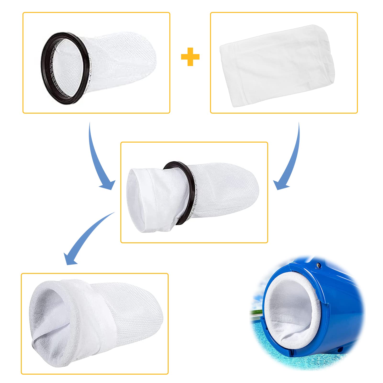 Lot De 20 Sacs Filtrants Pour Aspirateurs De Piscine - Chaussettes Filtrantes Réutilisables