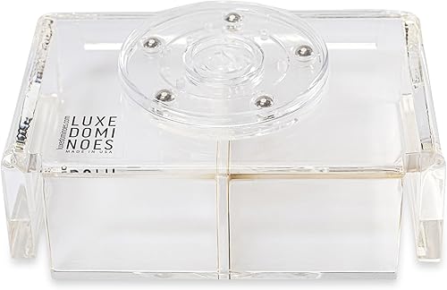 Miniatura 10 de Luxe Dominoes La Canasta - Juego de tarjetero con 2 barajas de cartas de juego en caja de acrílico con tapa deslizante y base giratoria, mantiene la
